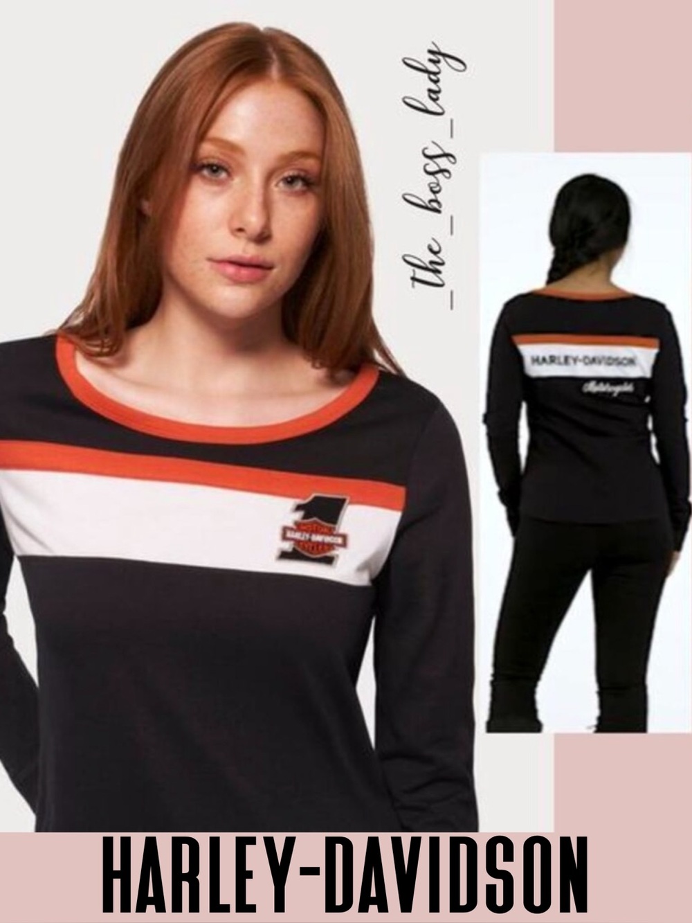 Harley Davidson tee long sleeve shirt embroidered logo cotton top